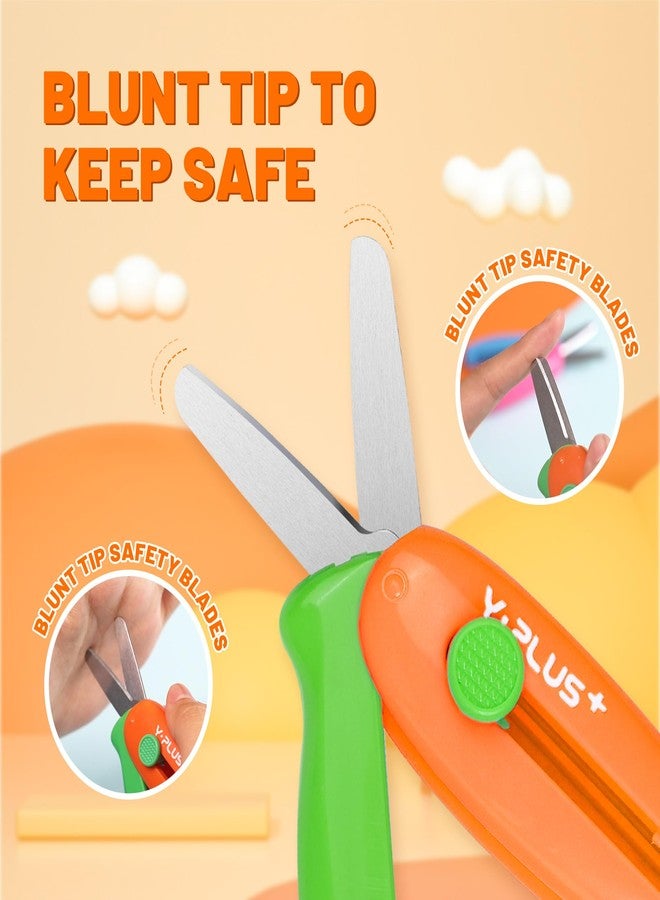 YPlus Safety Scissors for All Purpose, Portable Retractable Small Scissors for Office School Kids - Green - Image 2